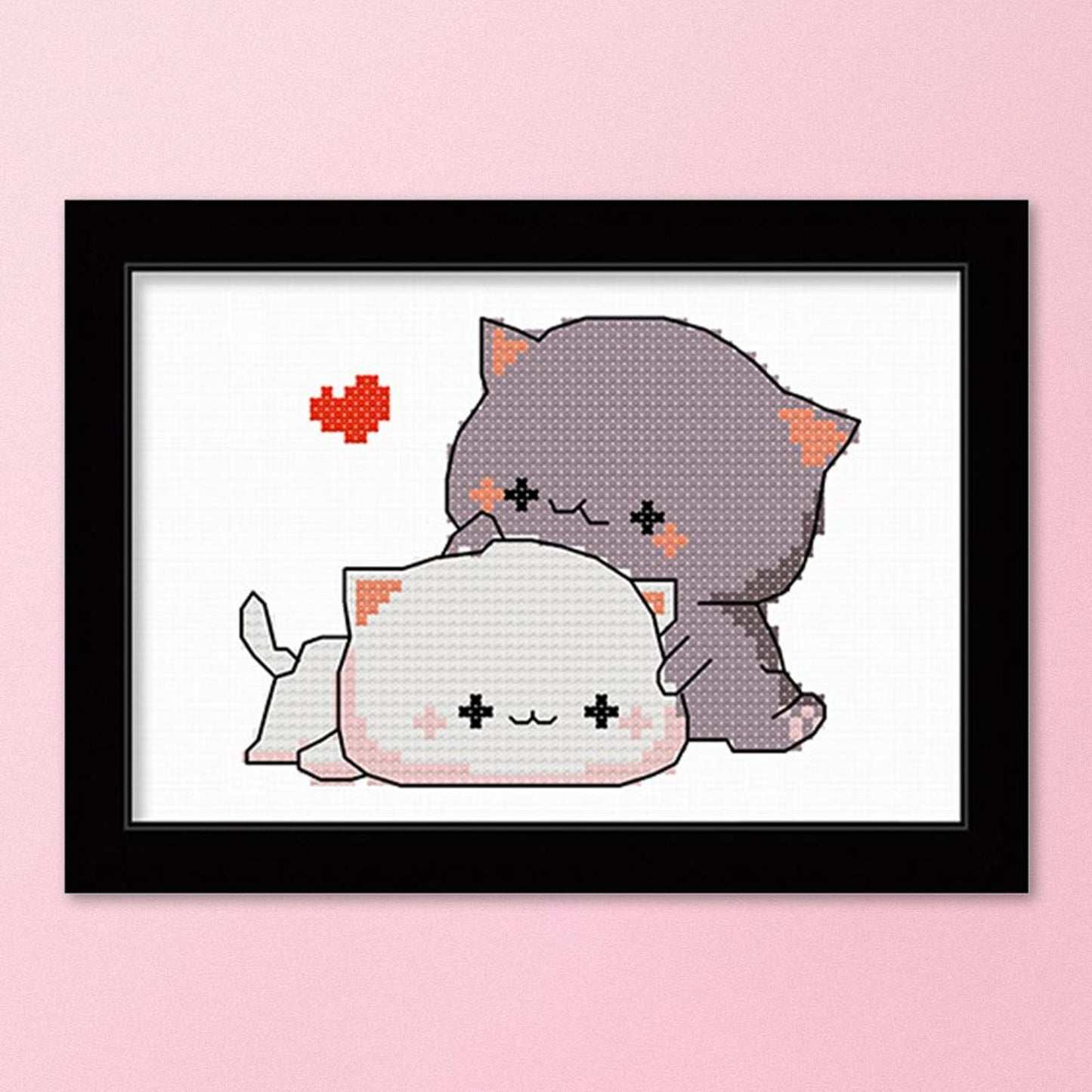 Loving Cat Couple - 11CT Stamped Cross Stitch 25x20CM - Spring