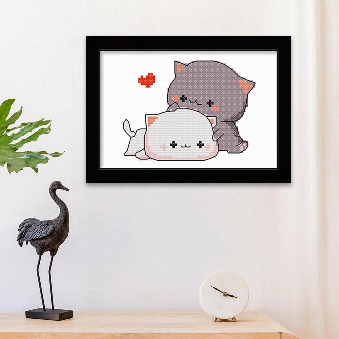 Loving Cat Couple - 11CT Stamped Cross Stitch 25x20CM - Spring