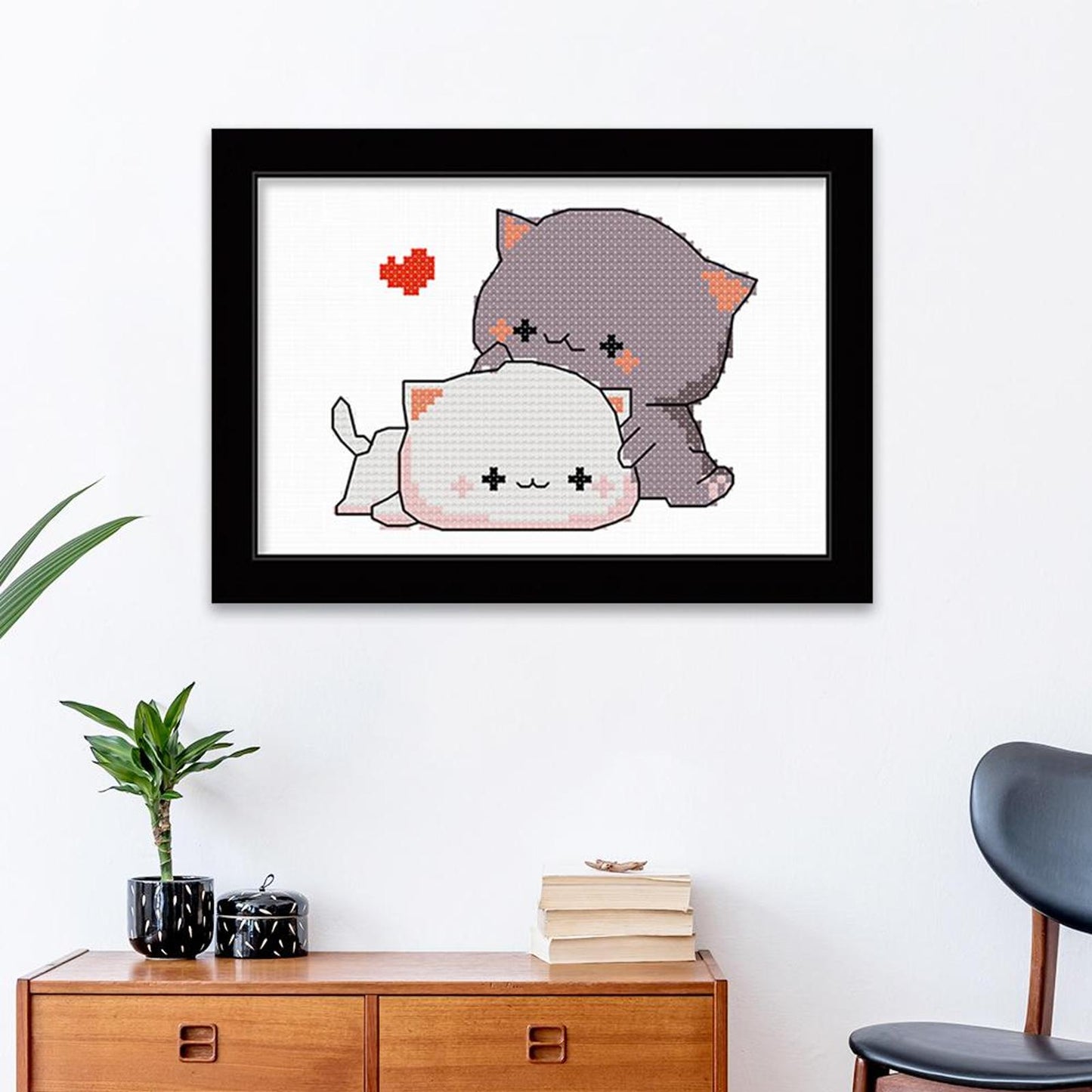 Loving Cat Couple - 11CT Stamped Cross Stitch 25x20CM - Spring