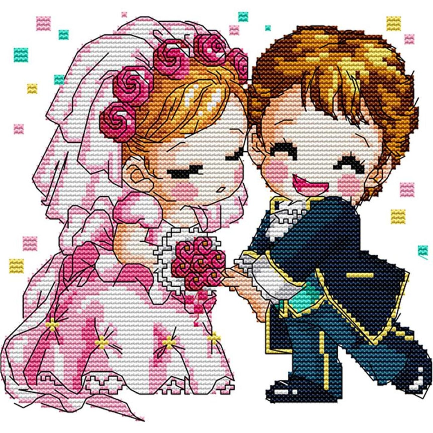 Romantic Wedding - 14CT Stamped Cross Stitch 25x25CM - Joy Sunday