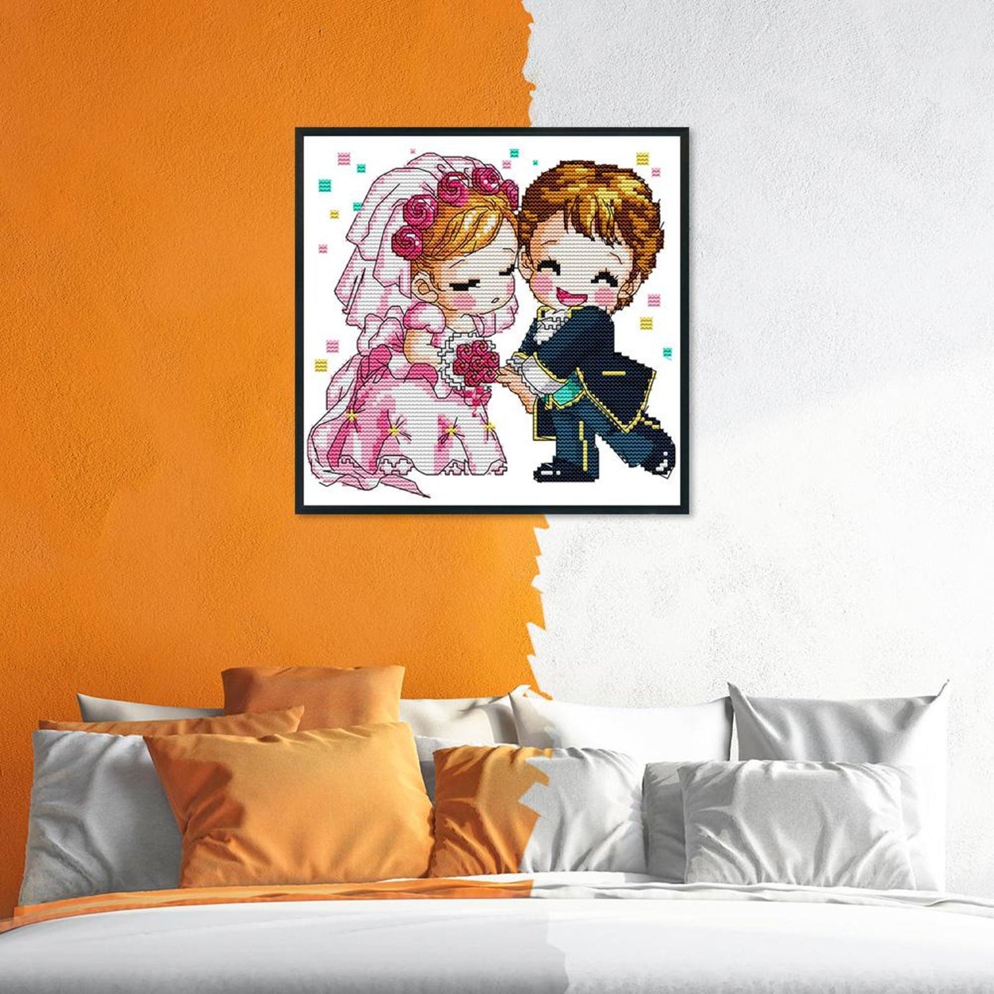 Romantic Wedding - 14CT Stamped Cross Stitch 25x25CM - Joy Sunday
