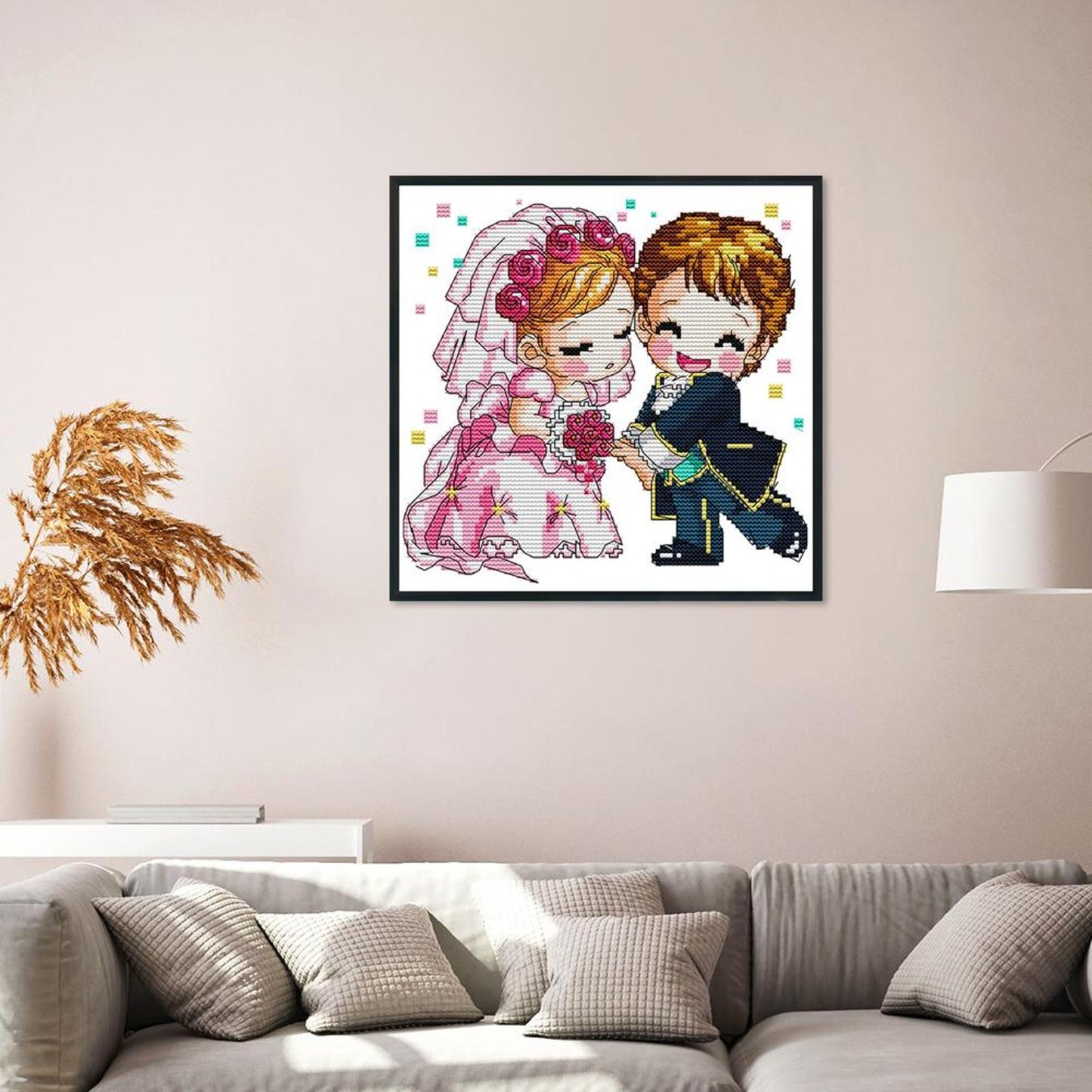 Romantic Wedding - 14CT Stamped Cross Stitch 25x25CM - Joy Sunday