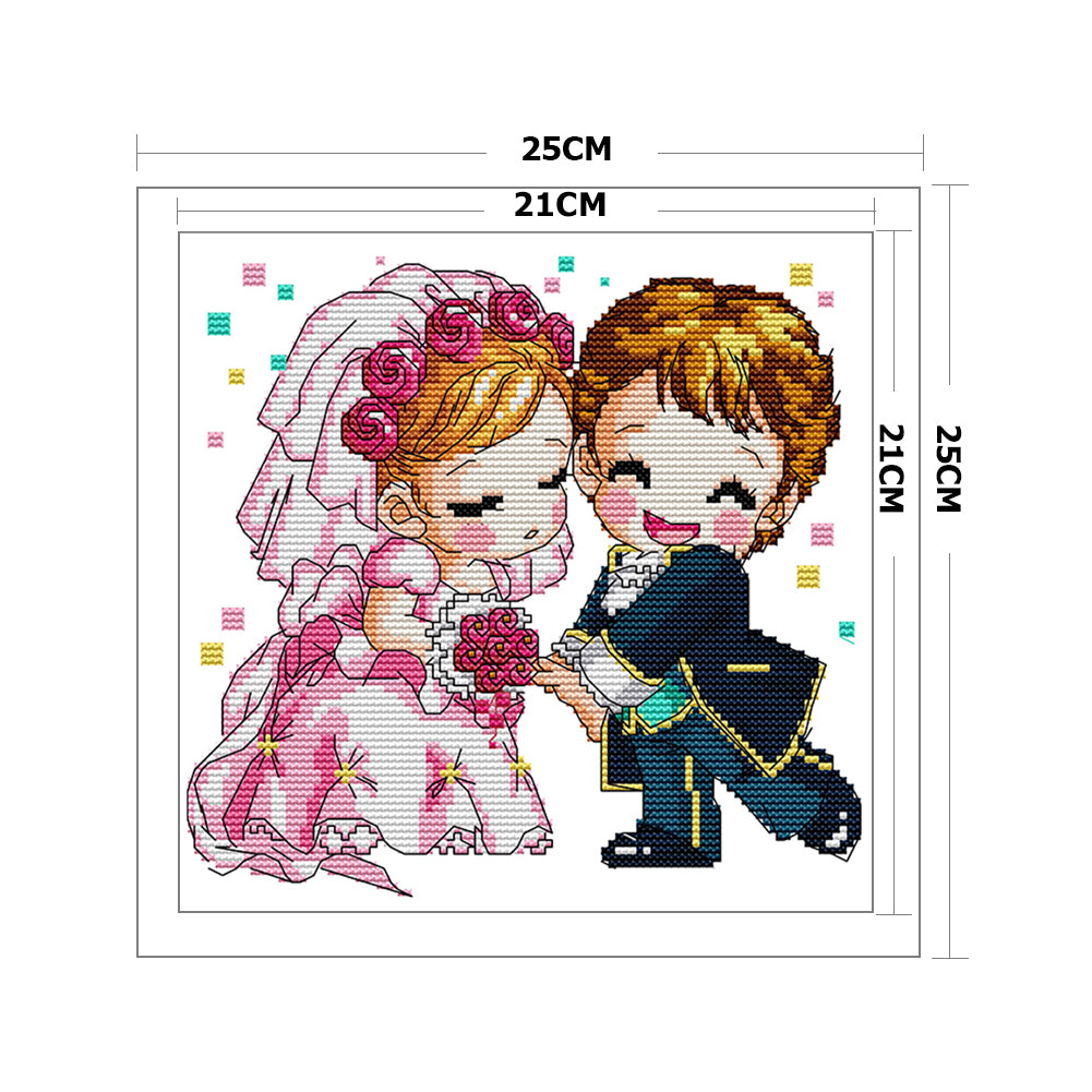 Romantic Wedding - 14CT Stamped Cross Stitch 25x25CM - Joy Sunday