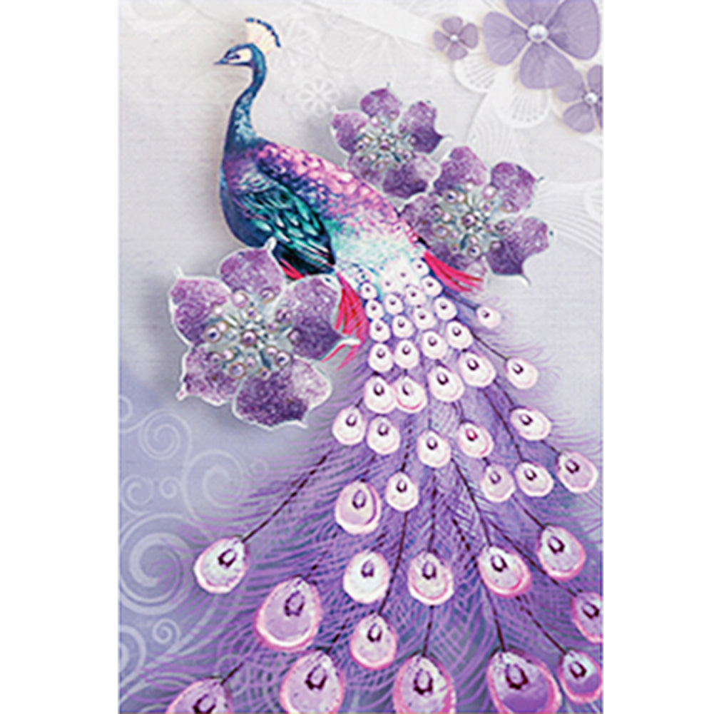 Peacock 30*40CM(Canvas) Partial Special Shaped Drill Diamond Painting
