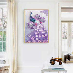 Peacock 30*40CM(Canvas) Partial Special Shaped Drill Diamond Painting