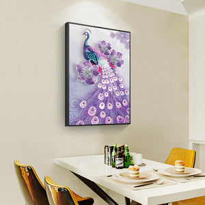 Peacock 30*40CM(Canvas) Partial Special Shaped Drill Diamond Painting