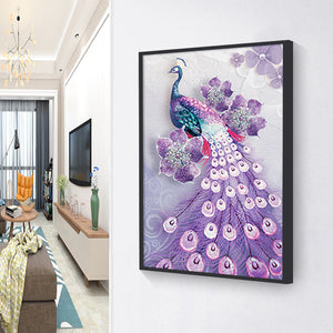 Peacock 30*40CM(Canvas) Partial Special Shaped Drill Diamond Painting