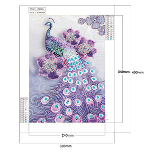 Peacock 30*40CM(Canvas) Partial Special Shaped Drill Diamond Painting