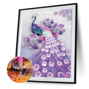 Peacock 30*40CM(Canvas) Partial Special Shaped Drill Diamond Painting