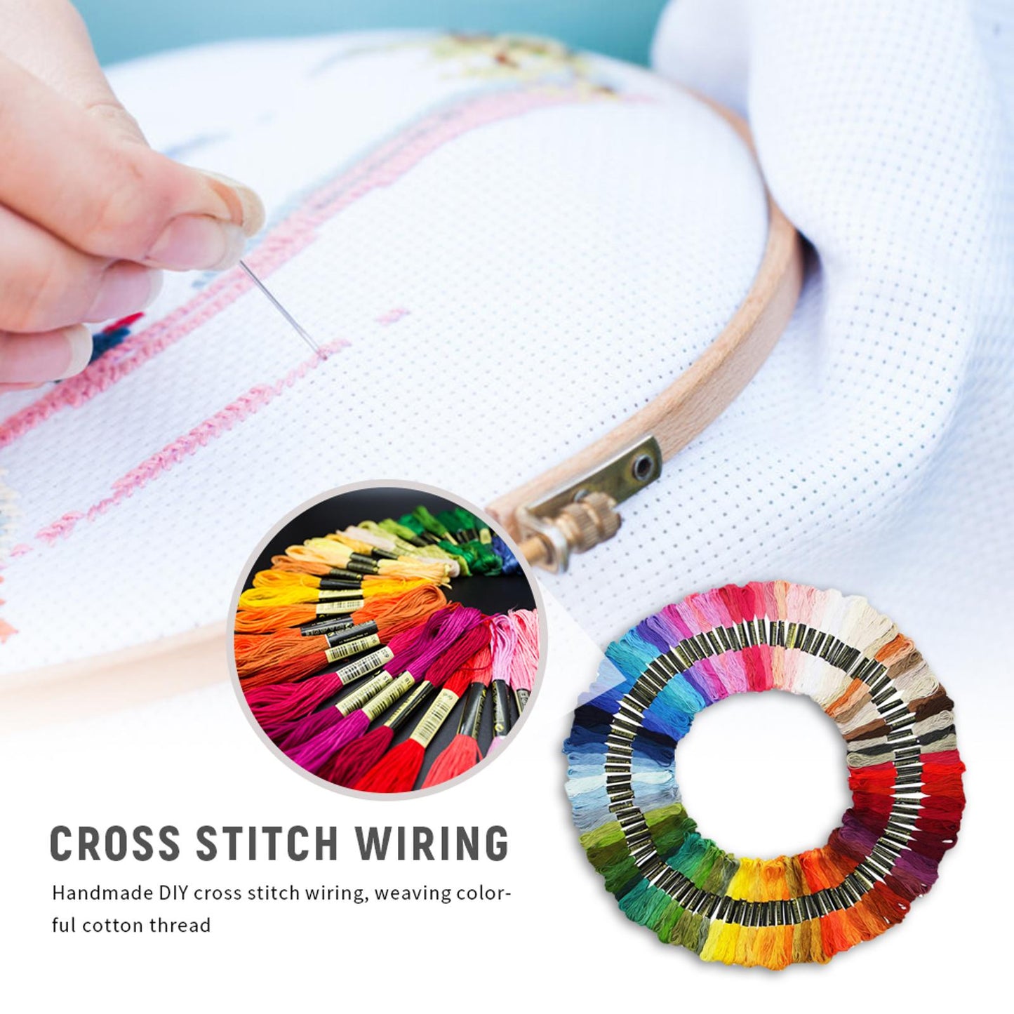 100PCS Cross Stitch Thread DIY Embroidery Sewing Floss Line Kit