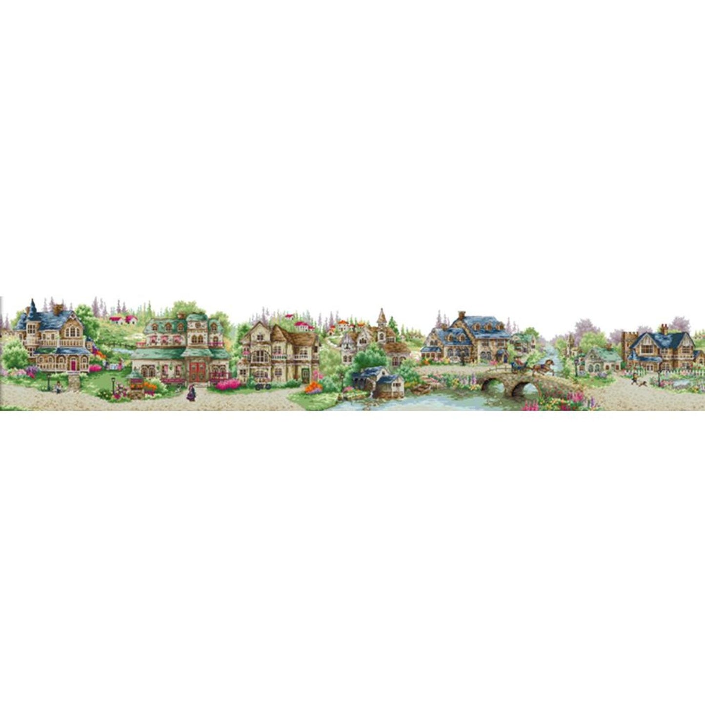 European Town - 11CT Stamped Cross Stitch 222x45CM - Joy Sunday