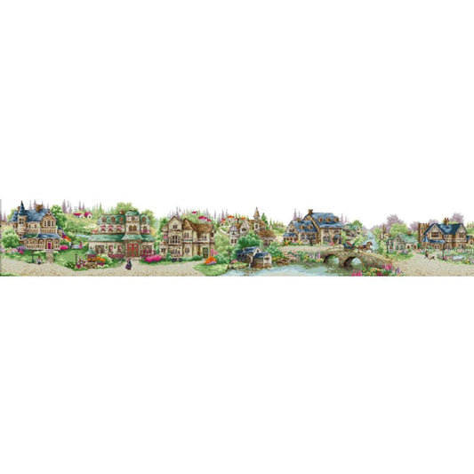 European Town - 11CT Stamped Cross Stitch 222x45CM - Joy Sunday