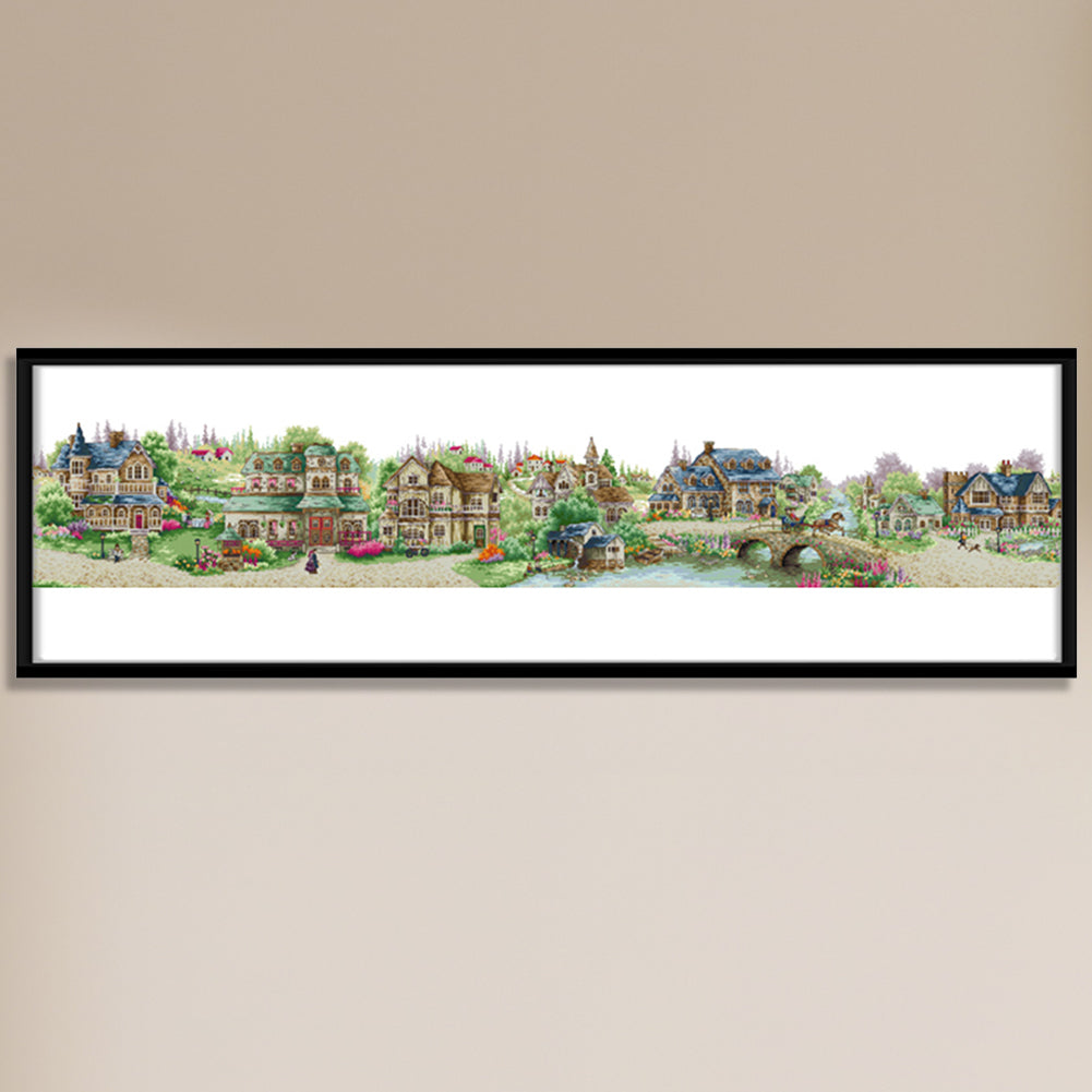 European Town - 11CT Stamped Cross Stitch 222x45CM - Joy Sunday