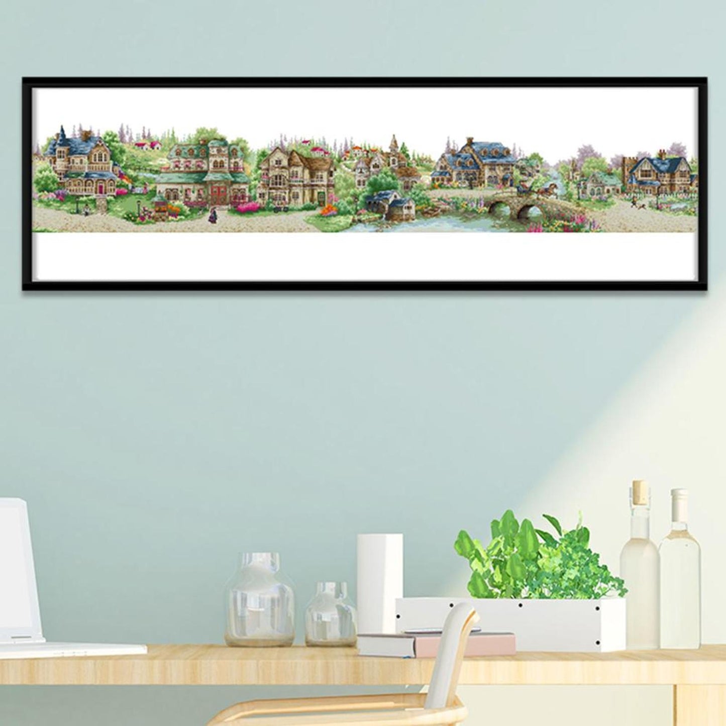 European Town - 11CT Stamped Cross Stitch 222x45CM - Joy Sunday