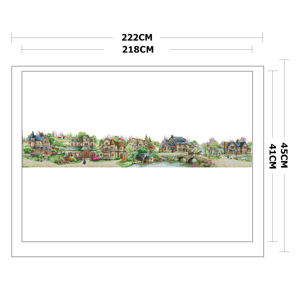 European Town - 11CT Stamped Cross Stitch 222x45CM - Joy Sunday