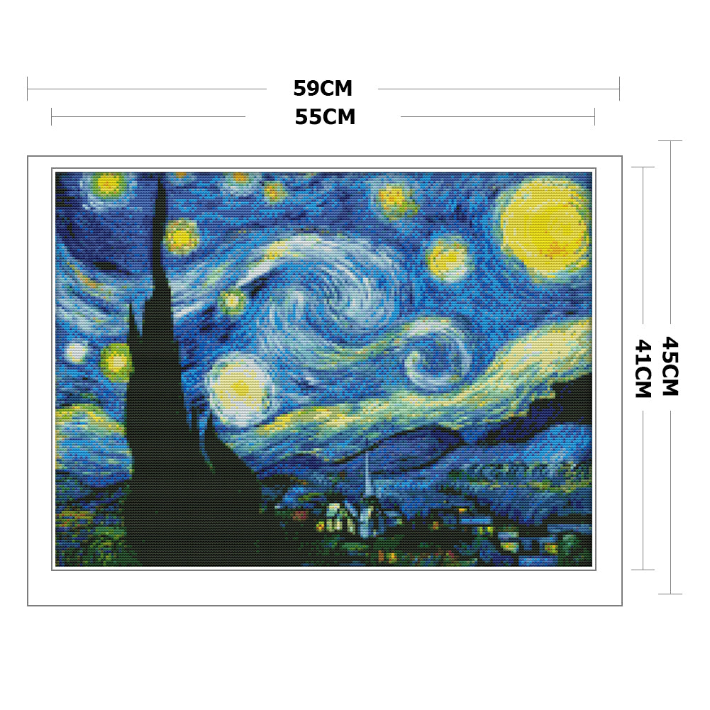 Van Gogh'S Starry Sky - 11CT Stamped Cross Stitch 59x45CN - Joy Sunday