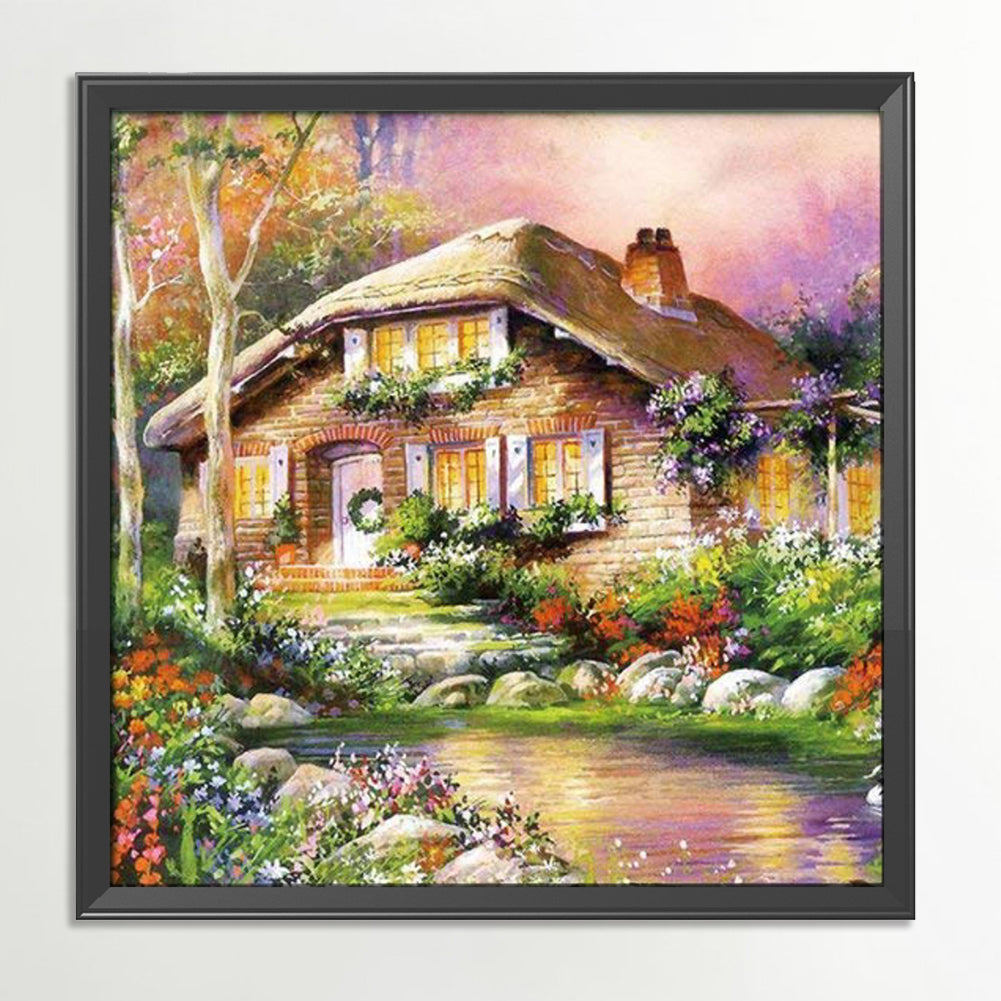 House - 11CT Stamped Cross Stitch 40x40CM - Diy