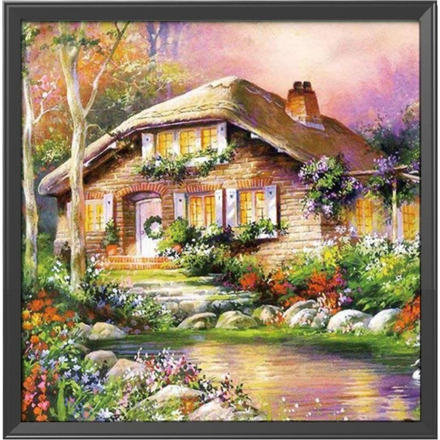 House - 11CT Stamped Cross Stitch 40x40CM - Diy