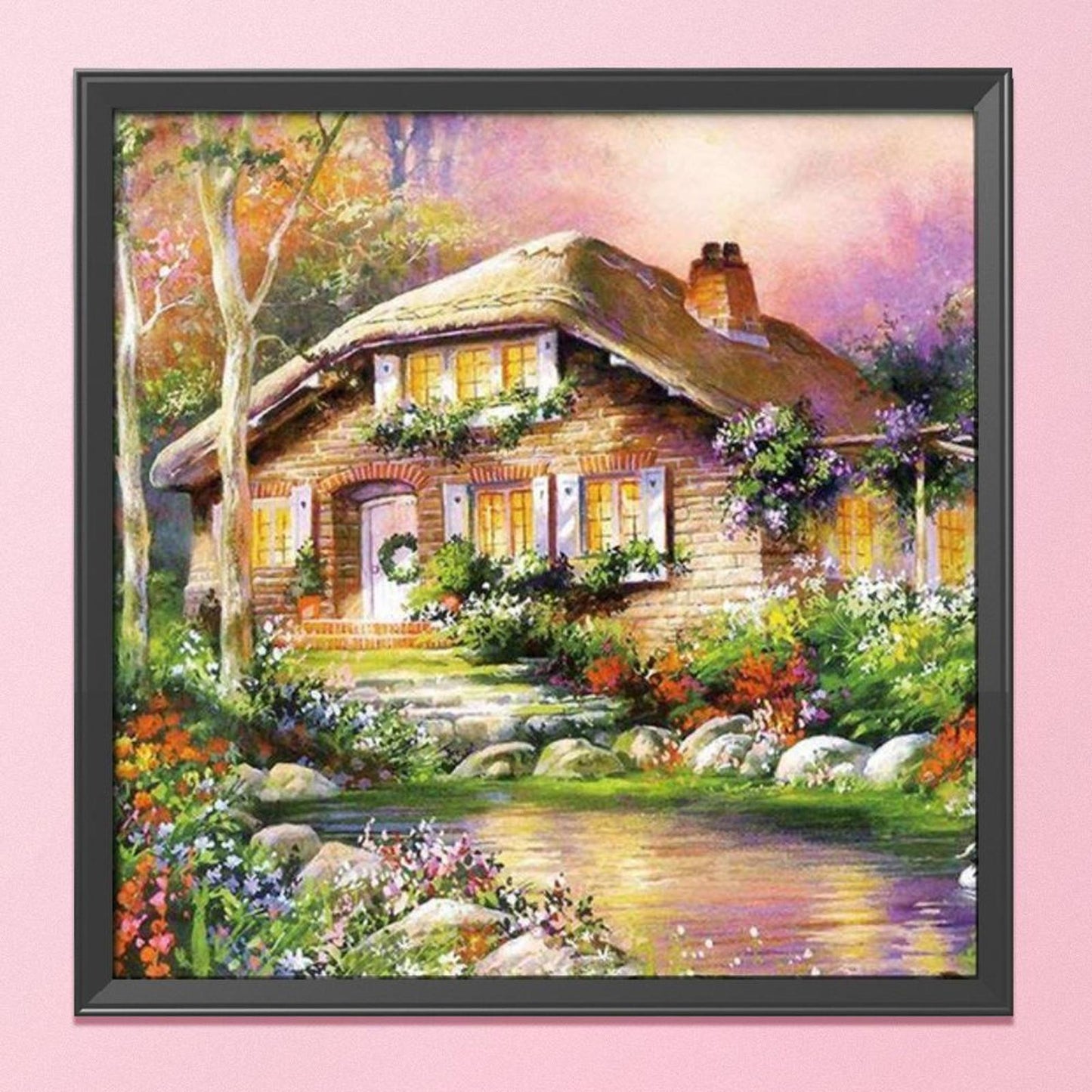 House - 11CT Stamped Cross Stitch 40x40CM - Diy