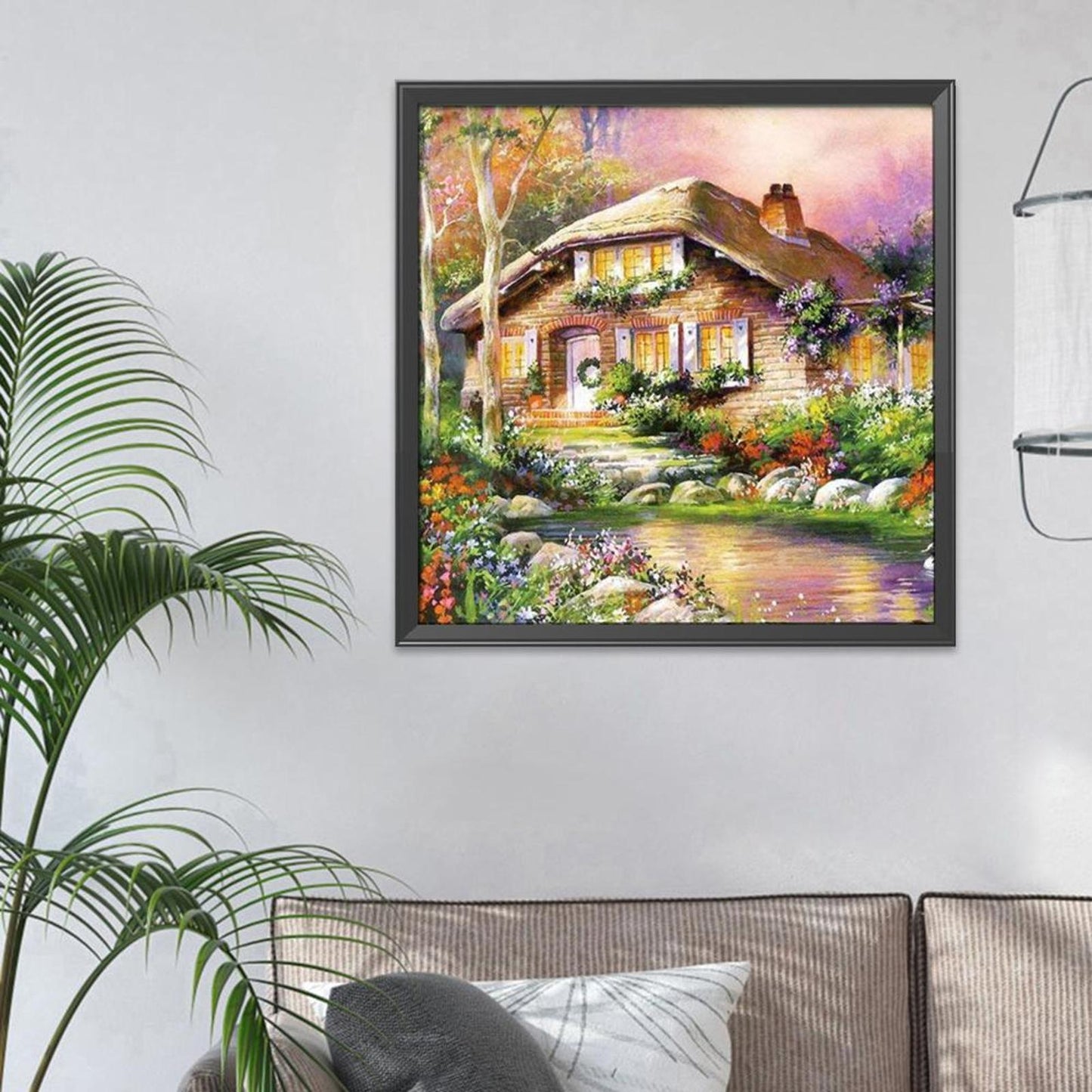 House - 11CT Stamped Cross Stitch 40x40CM - Diy