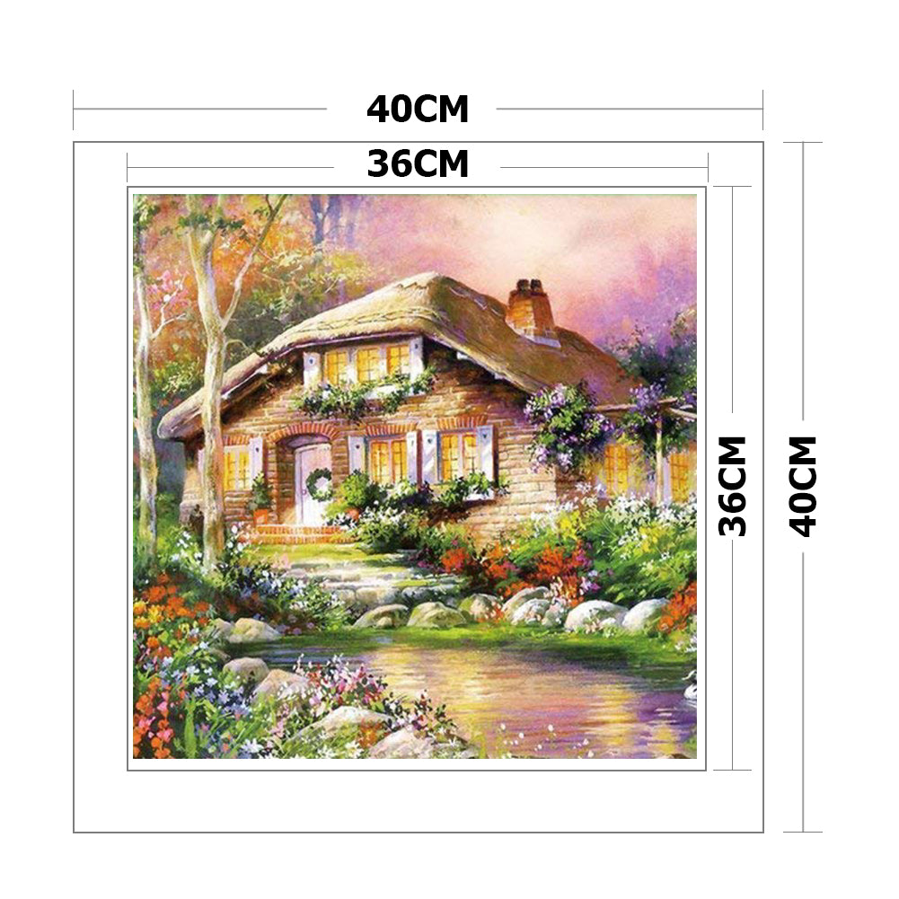 House - 11CT Stamped Cross Stitch 40x40CM - Diy