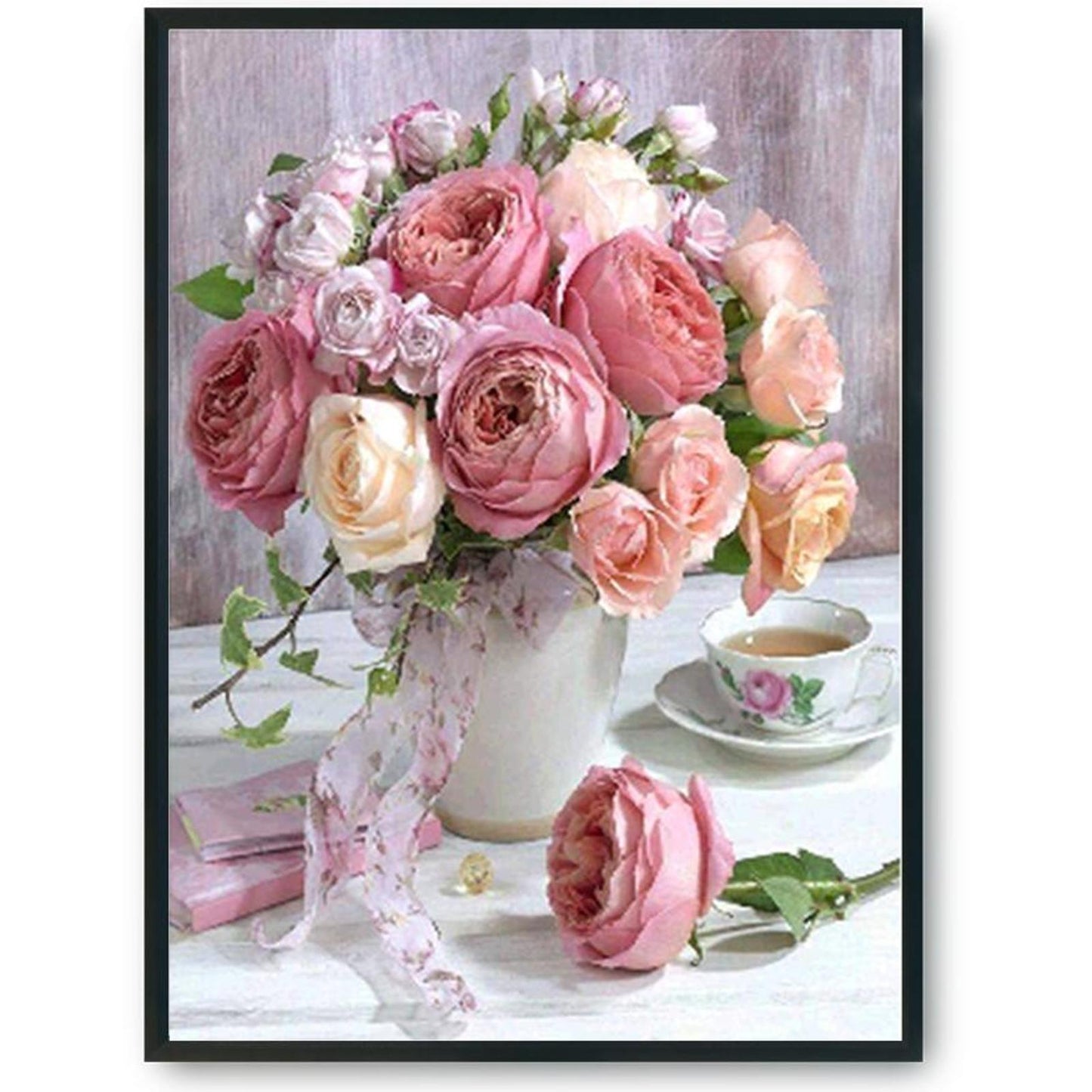 Vase With Roses - 11CT Stamped Cross Stitch 36x46CM - Diy