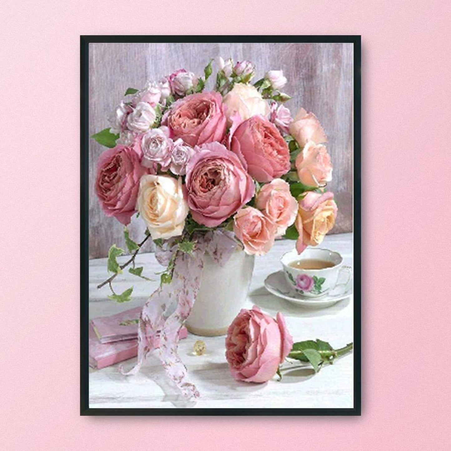 Vase With Roses - 11CT Stamped Cross Stitch 36x46CM - Diy
