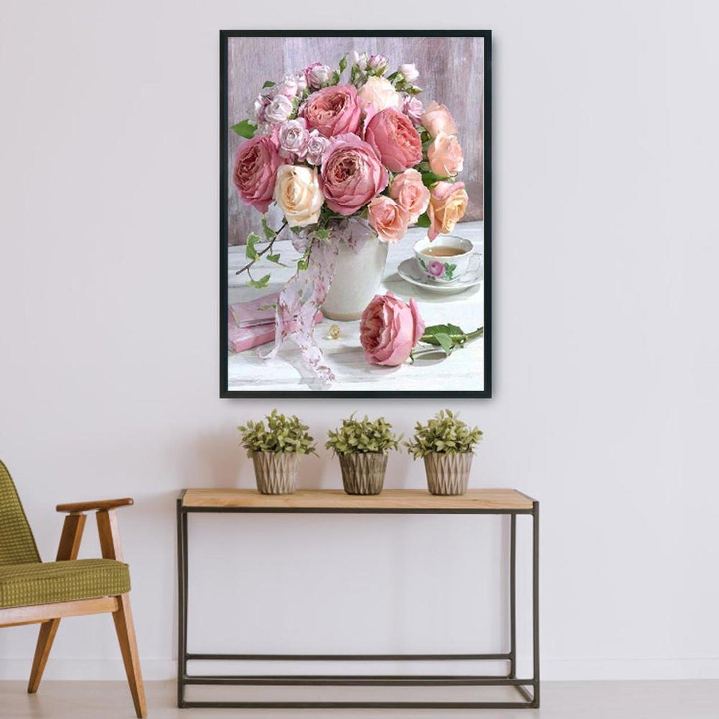 Vase With Roses - 11CT Stamped Cross Stitch 36x46CM - Diy