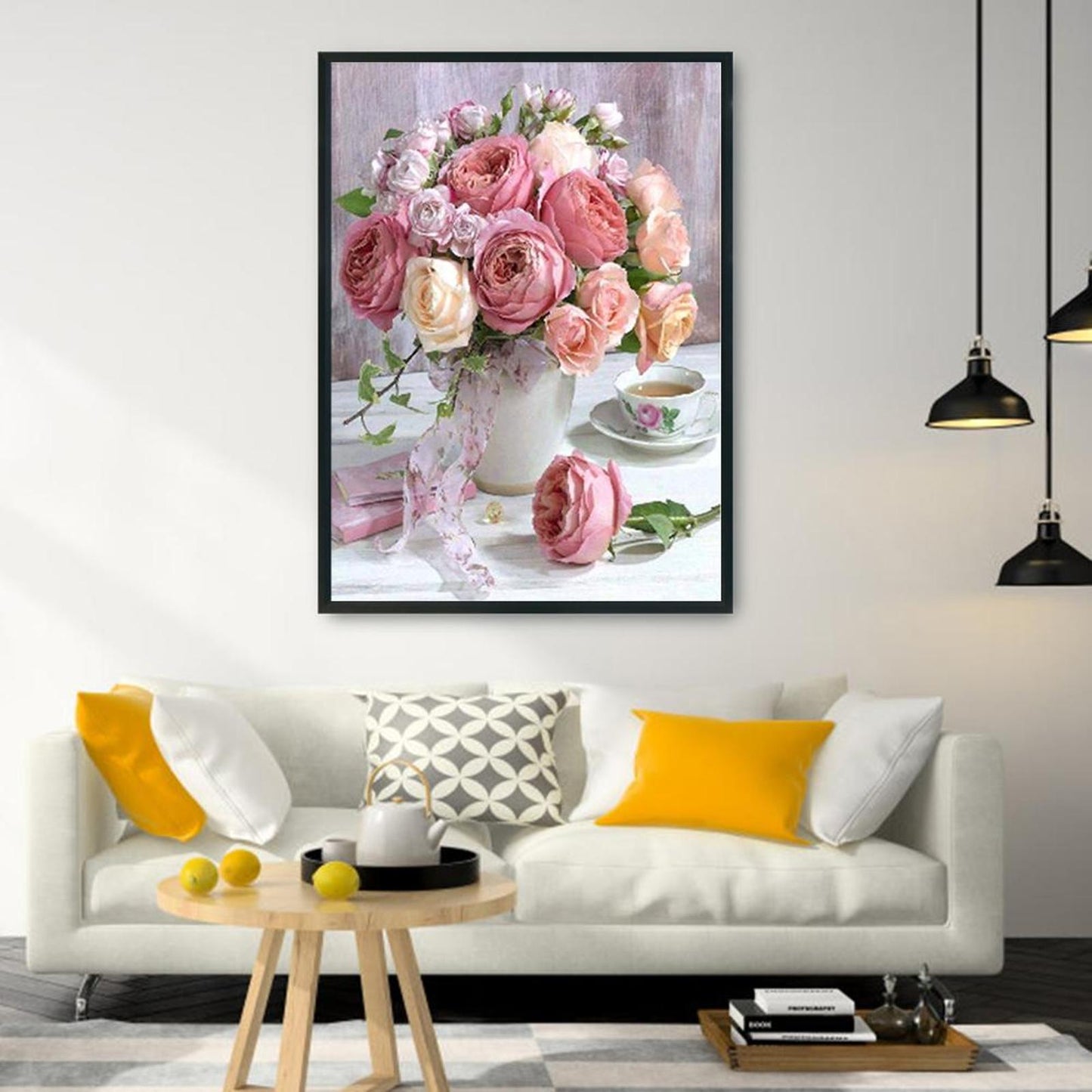 Vase With Roses - 11CT Stamped Cross Stitch 36x46CM - Diy