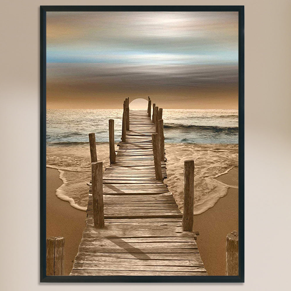 Sandy Beach - 11CT Stamped Cross Stitch 36x46CM - Diy