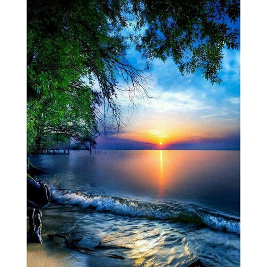 Charming Beach - 11CT Stamped Cross Stitch 36x46CM - Diy