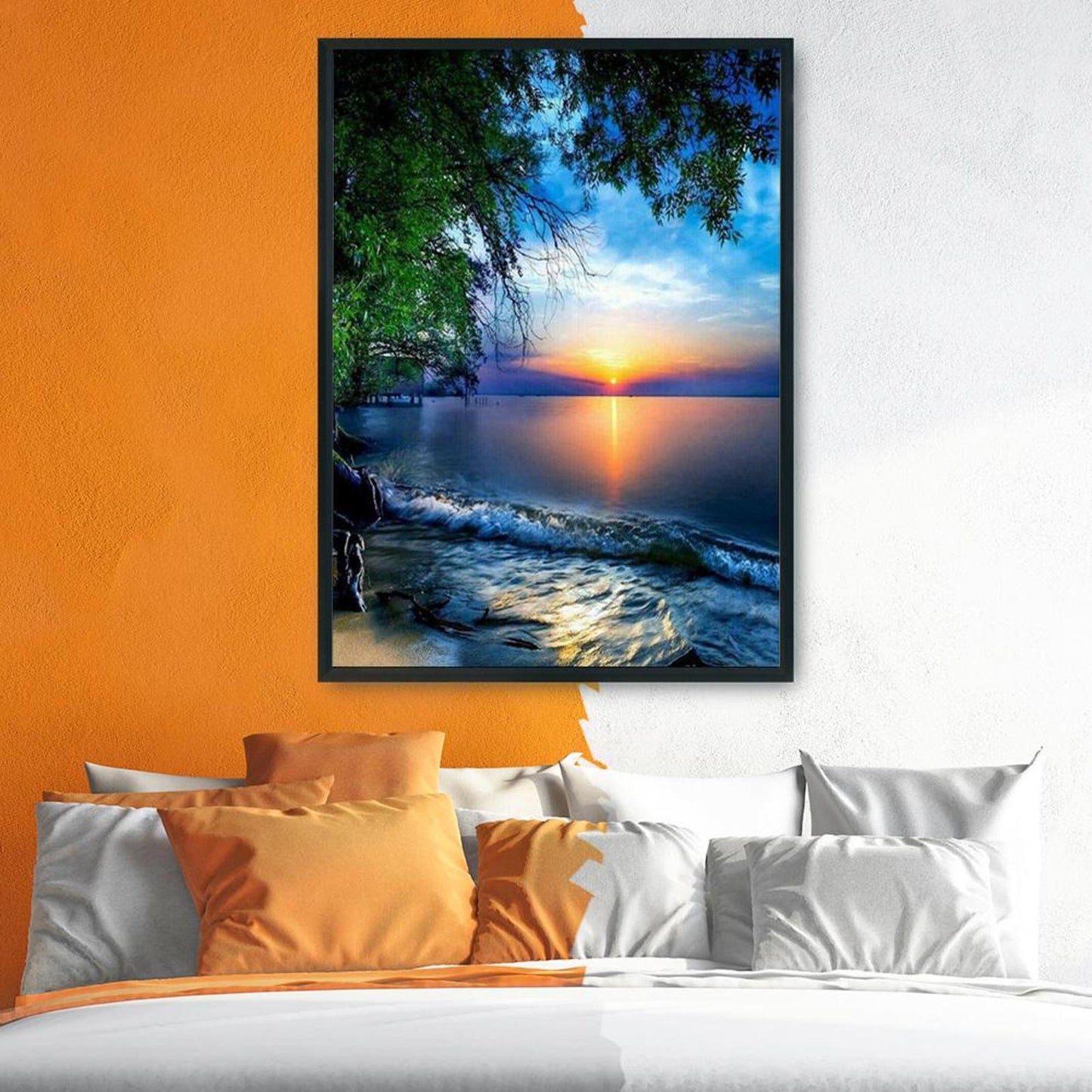 Charming Beach - 11CT Stamped Cross Stitch 36x46CM - Diy