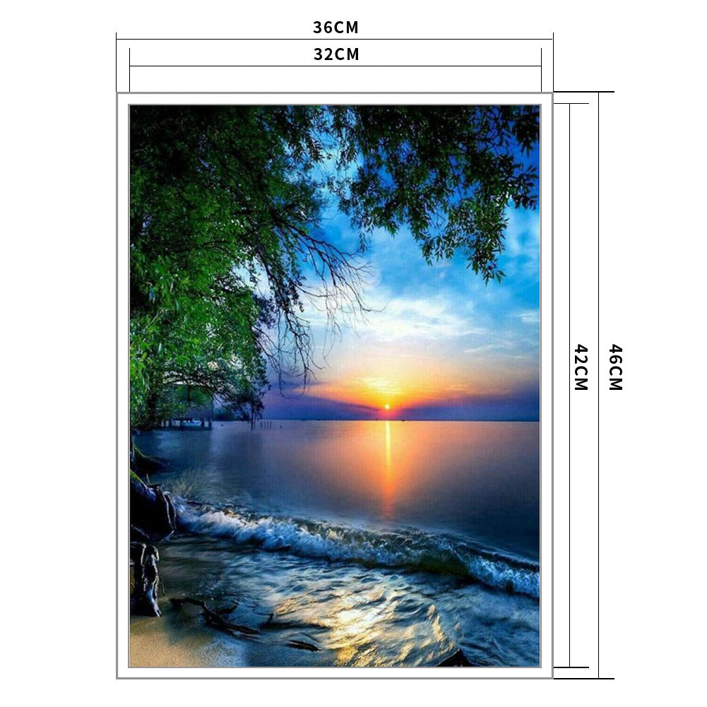 Charming Beach - 11CT Stamped Cross Stitch 36x46CM - Diy