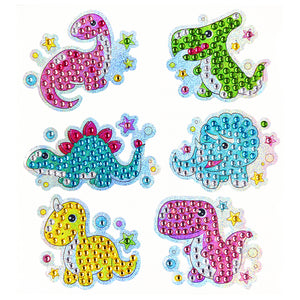 6pcs Diamond Set Art Round Drill Dinosaur World Sticker DIY Painting Art Decal