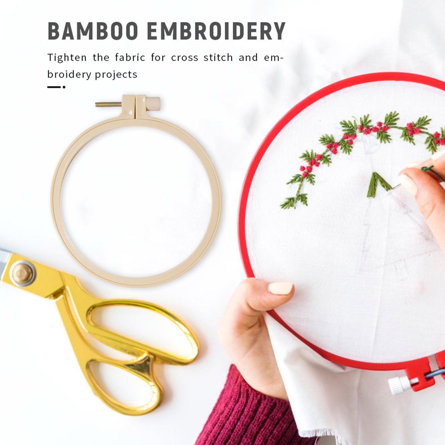 12.5CM Plastic Frame Embroidery Hoop Ring DIY Cross Stitch Sewing Circle