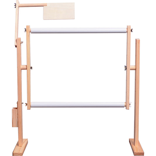 Adjustable Wooden Cross Stitch Frame Embroidery Floor Stand Decor (Wood Color)