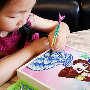 Point Drill Pen Diamond Painting DIY Fish Tail Rhinestone Craft Tool (Red)