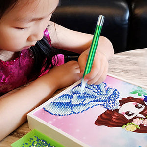 5D DIY Diamonds Painting Tool Art Handmade Plastic for Kids(Drill pen -green )