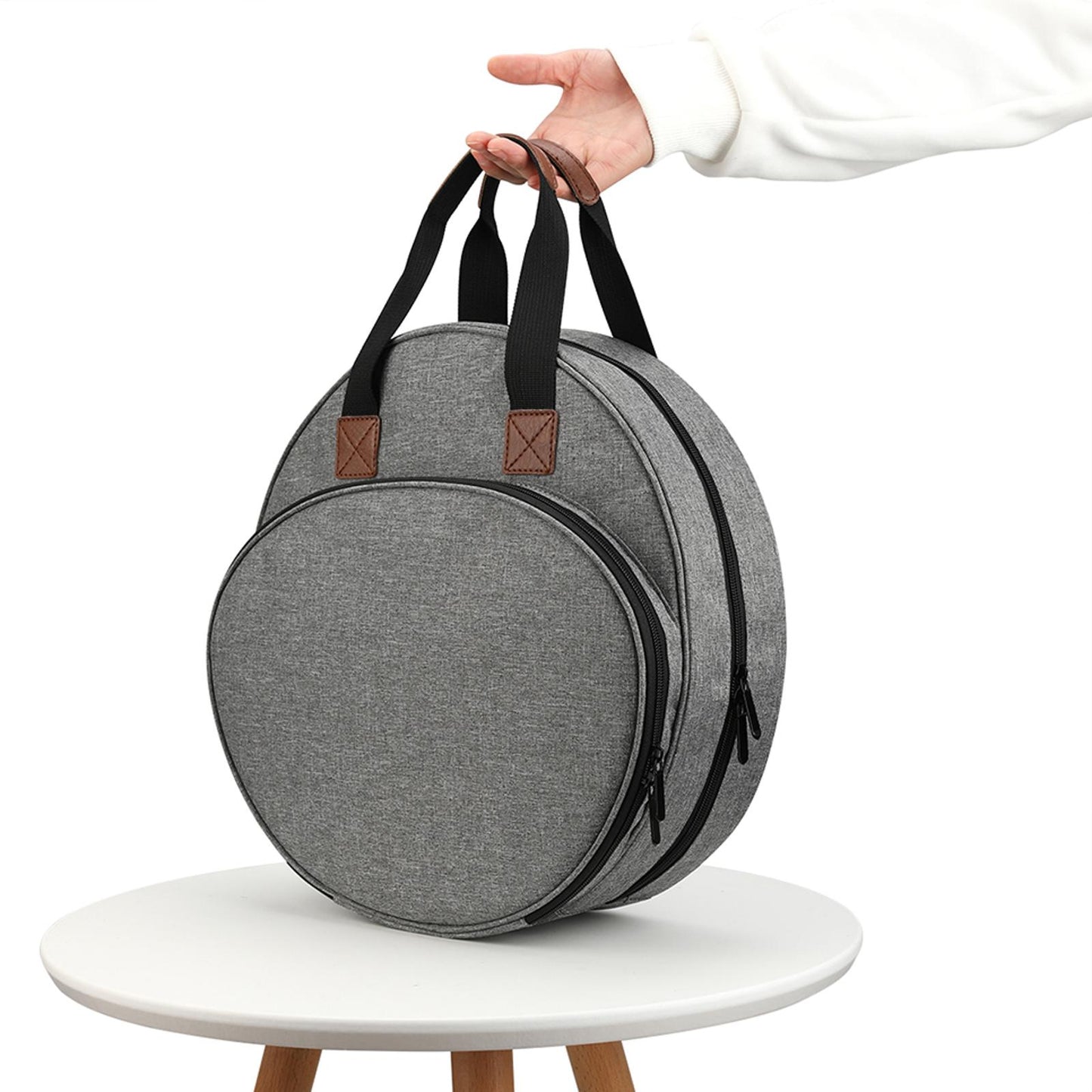 Embroidery Kit Storage Bag Handbag Cross Stitch Yarn Holder Handbag (Grey)