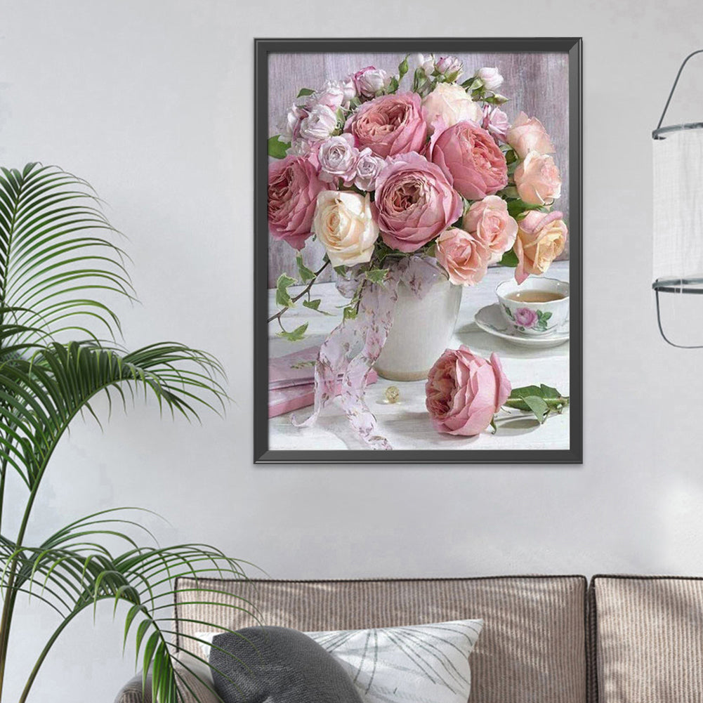 Flower - 11CT Stamped Cross Stitch 30x40CM - Yishu