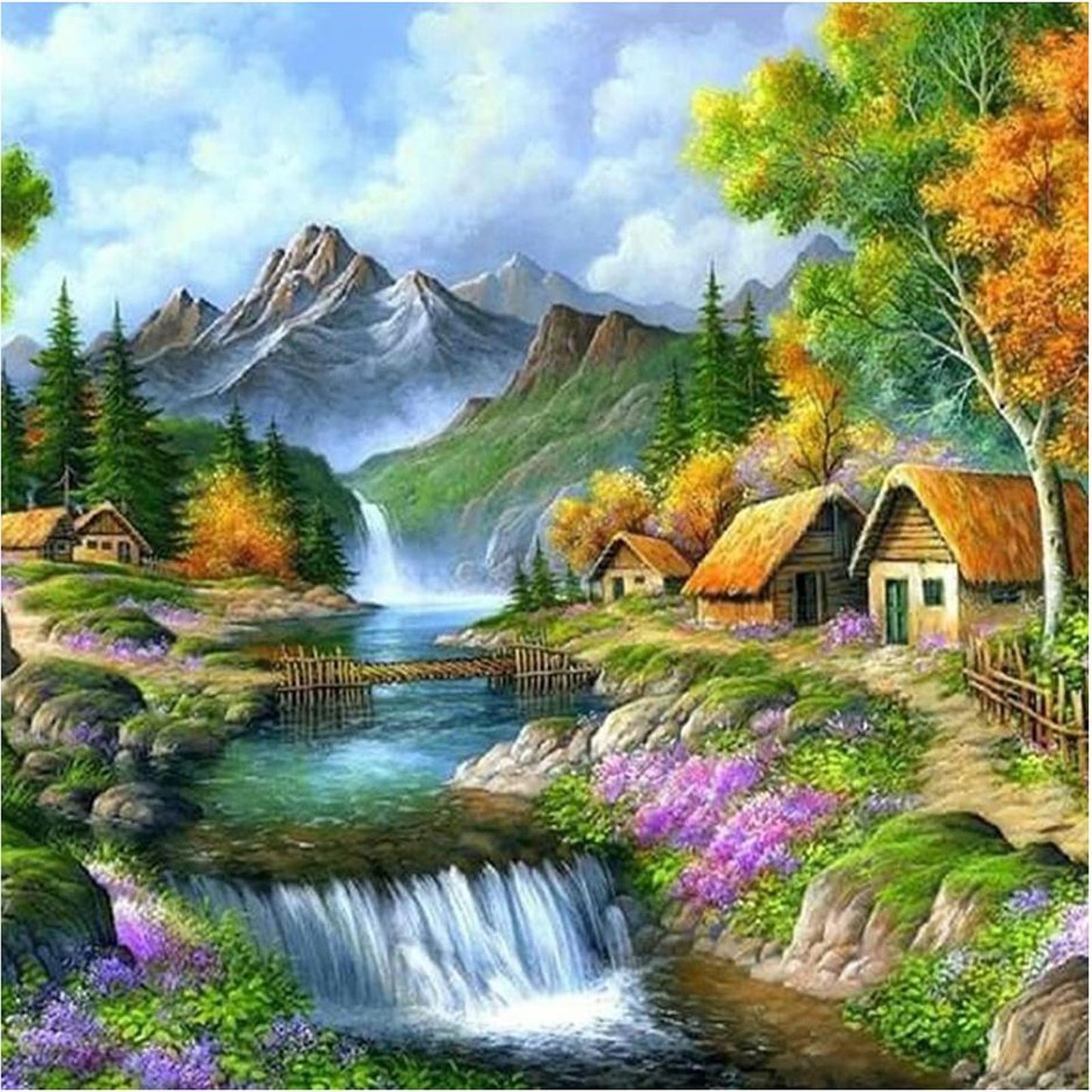 Rural Scenery - 11CT Stamped Cross Stitch 50x50CM - Yishu