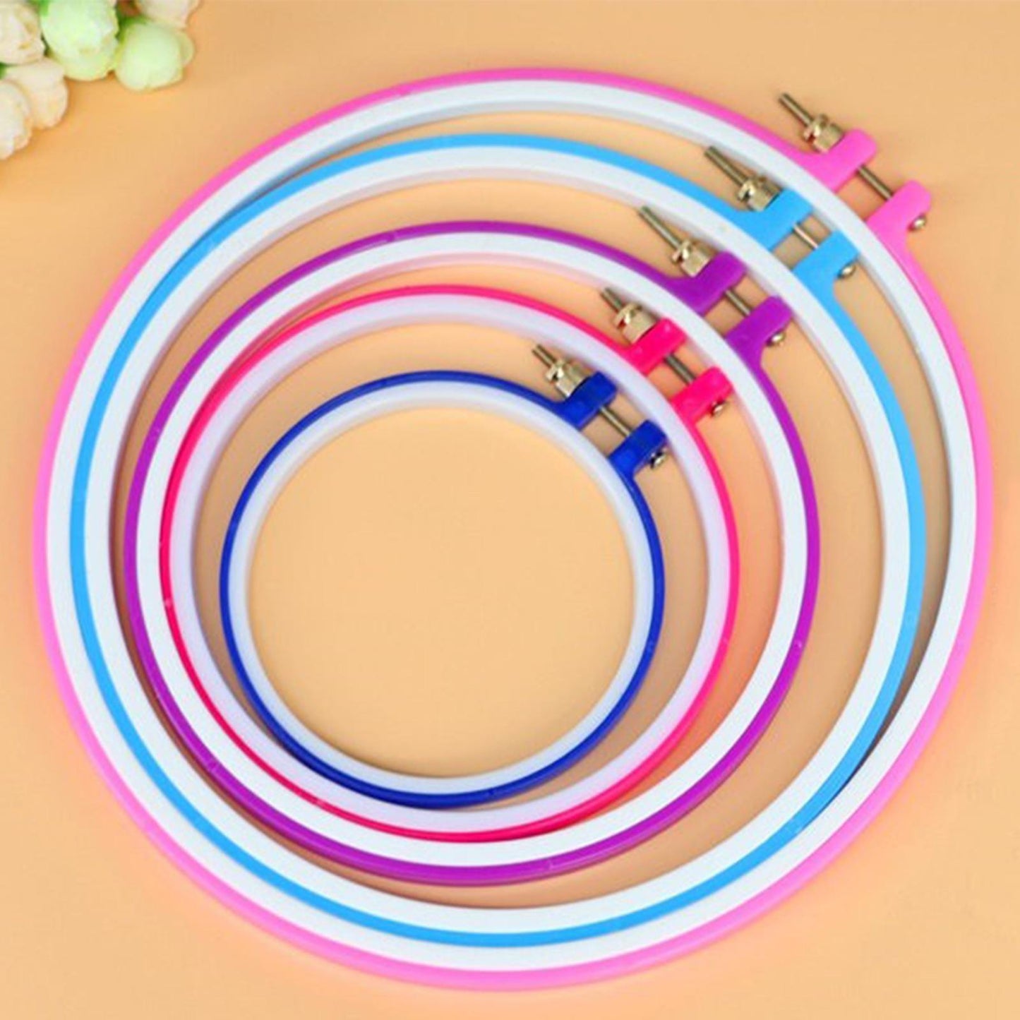 5PCS Cross Stitch Circle Set DIY Craft Round Hand Embroidery Hoops Rings