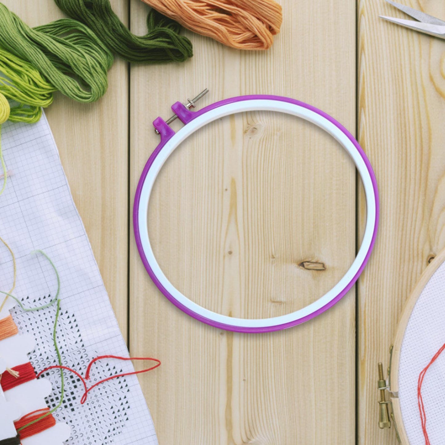 5PCS Cross Stitch Circle Set DIY Craft Round Hand Embroidery Hoops Rings