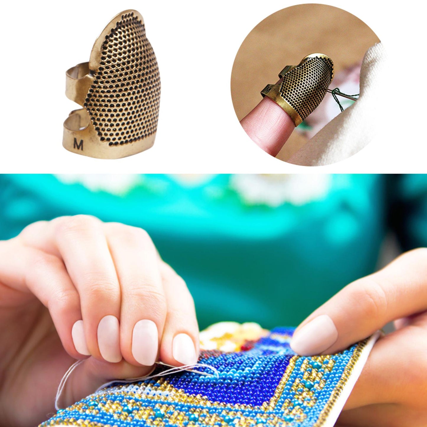 Thimble Finger Sleeve Embroidery Finger Tips Cross Stitch Sewing Craft (M)