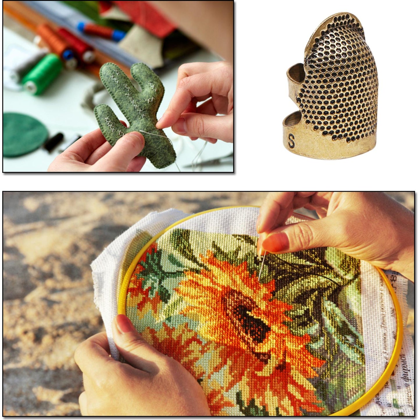 Thimble Finger Sleeve Embroidery Finger Tips Cross Stitch Sewing Craft (S)