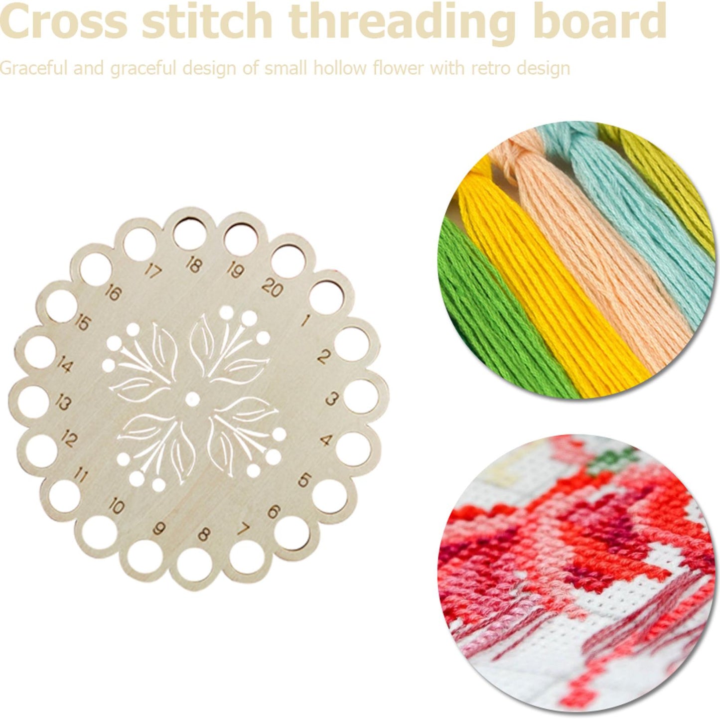 DIY Embroidered Hollow Thread Board Wooden Home Cross Stitch Tool (Tulip)