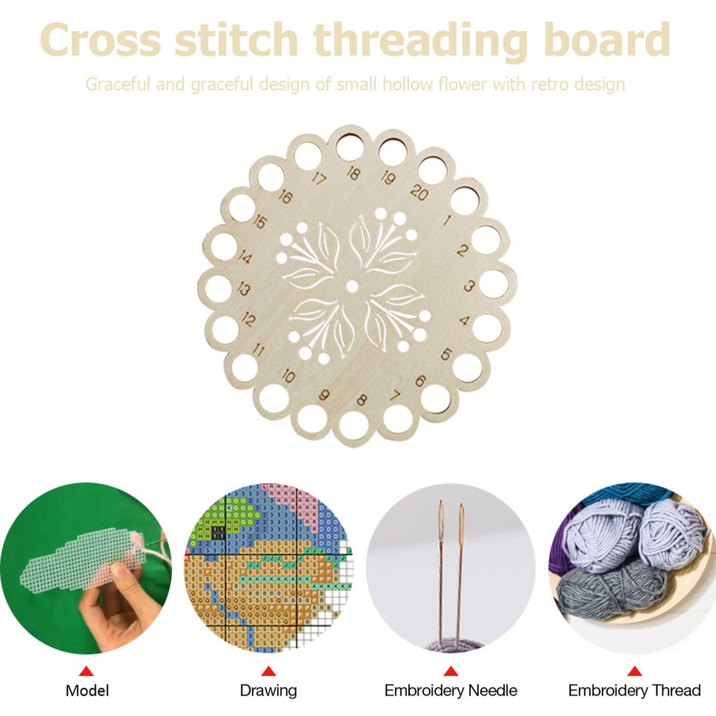 DIY Embroidered Hollow Thread Board Wooden Home Cross Stitch Tool (Tulip)