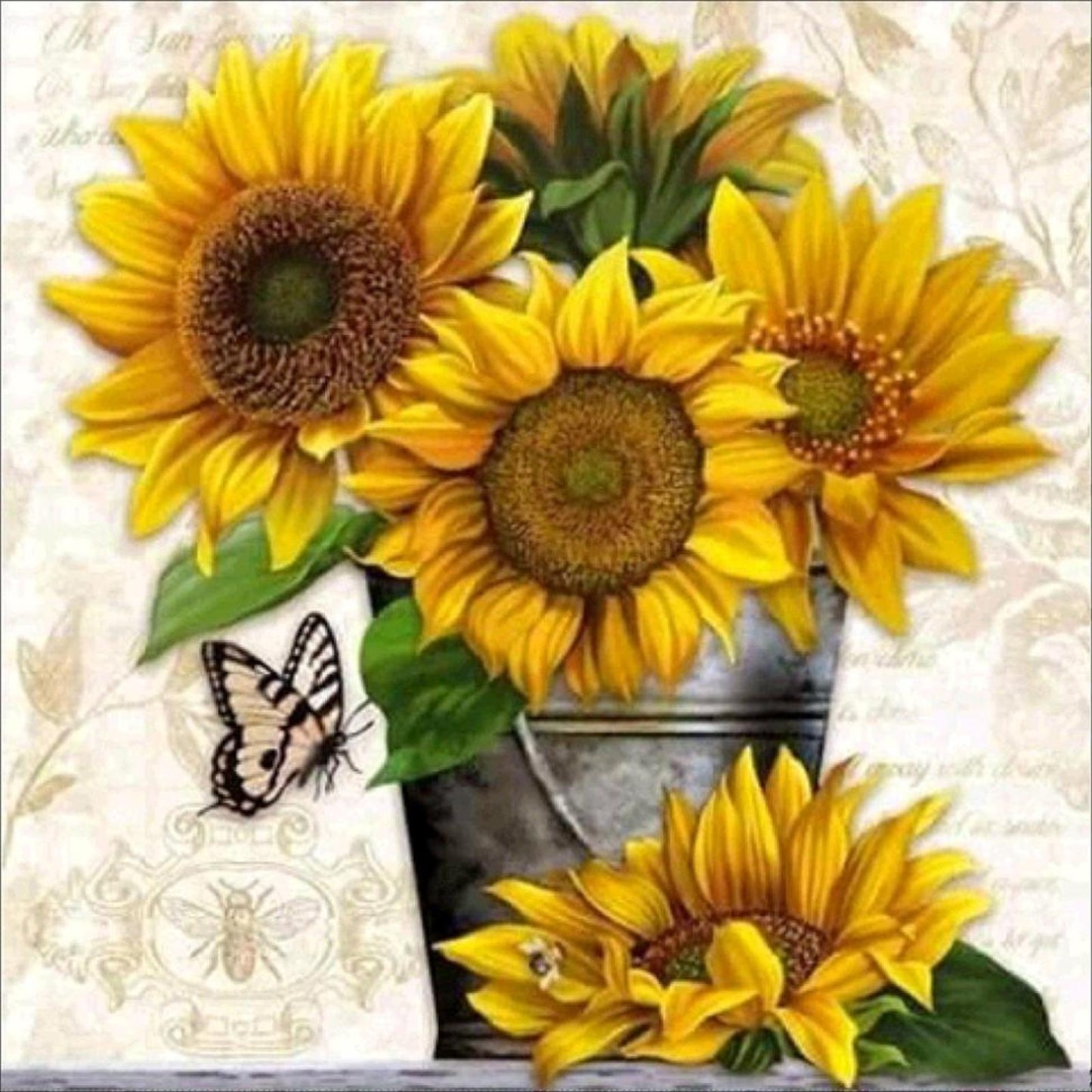 Sunflower - Full 11CT Stamped Cross Stitch 36x36CM - Huacan