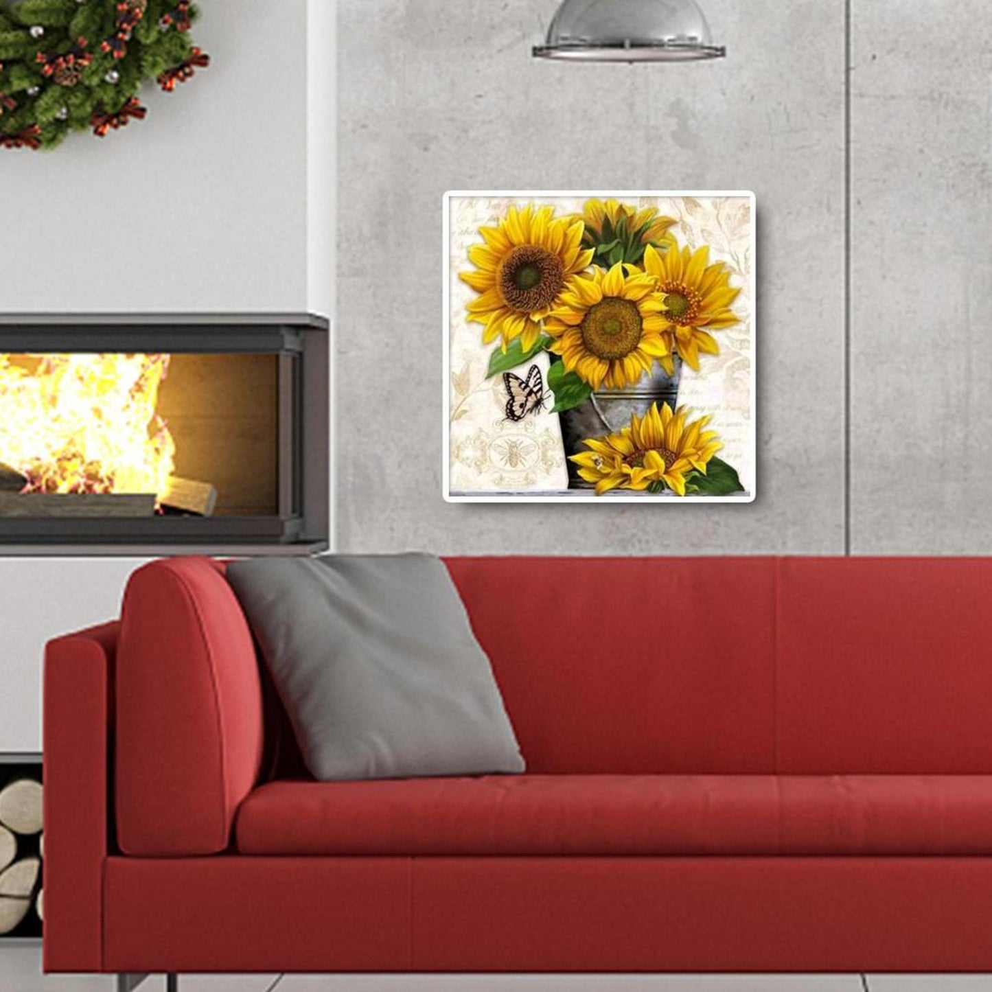 Sunflower - Full 11CT Stamped Cross Stitch 36x36CM - Huacan