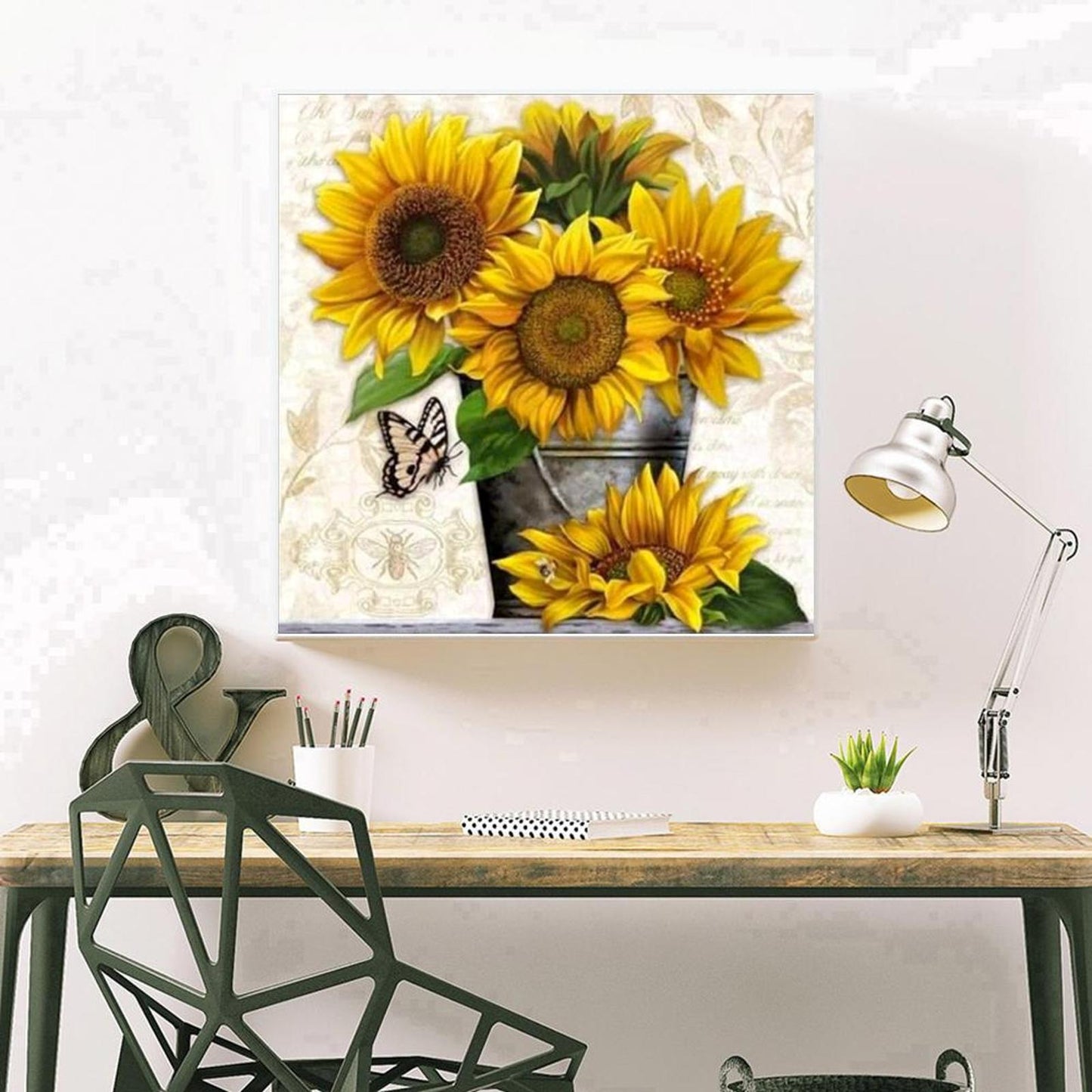 Sunflower - Full 11CT Stamped Cross Stitch 36x36CM - Huacan